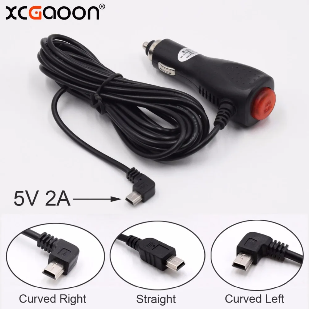 

XCGaoon mini USB Car Charger Adapter for Car DVR Camera / GPS / Pad, input DC 12V - 24V Output 5V 2A, Cable Length 3.5m 11.4ft