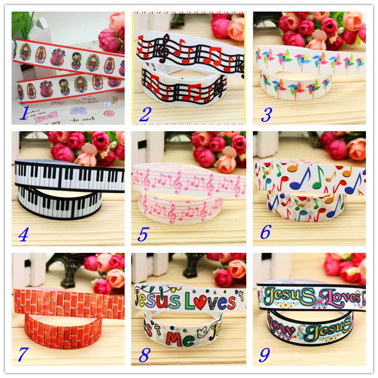 7/8 ''Бесплатная доставка jesus musical wall printed grosgrain лента для волос Головные уборы