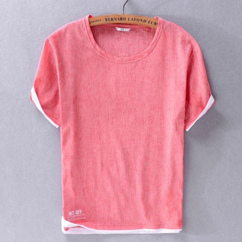 

2019 Summer casual cotton short-sleeved t-shirt men breathable trend mens t shirt linen loose tshirt male tops camisa chemise