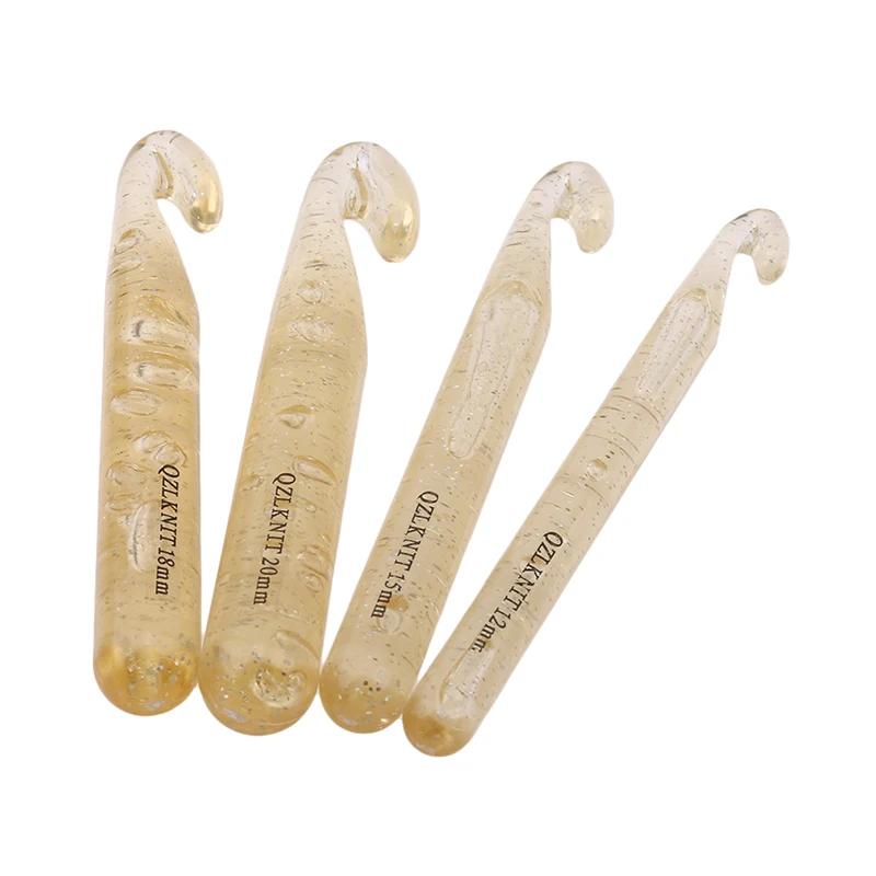 

4pcs/set Large Size Crochet Hook Plastic Transparent 15cm Long Crochet Needle Knitting Needles Thick Wool Tool