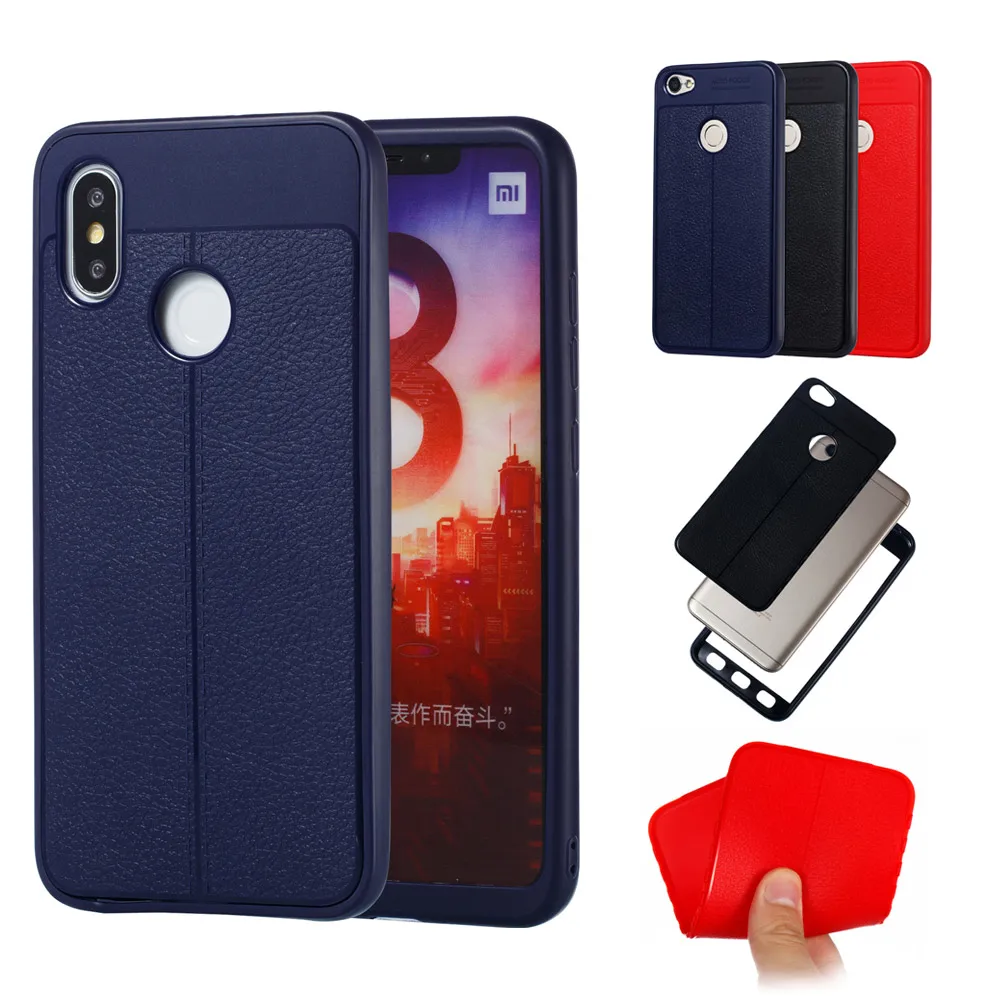 

Luxury 360 Degree Protection Phone Case For Xiaomi 8 8SE 6X F1 Soft Litchi Leather Pattern Cover Case For Redmi NOTE 6 pro Case