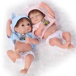 NPKcollection 26 см прекрасный мягкий Полный силиконовые моделирование мини близнецов с вставить волос можно мыть силикона возрождается baby dolls