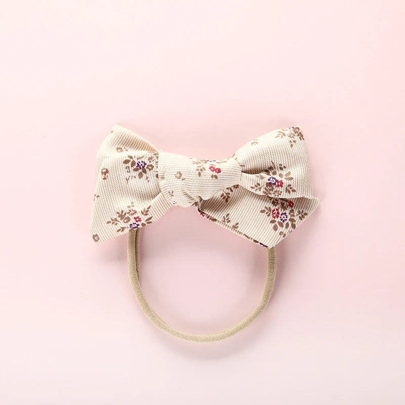 

1PCS Print Flower Bow Hair Band Nylon Headband For Children Girls Kid Stretch headbands Cute Headwear Hair Accessories Head Wrap