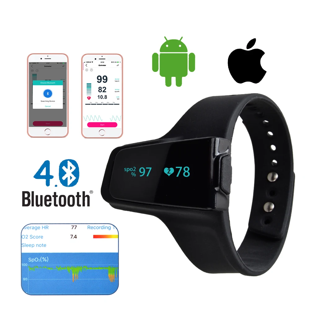  ELERA Pulse Oximeter Watch Bluetooth Smart Wrist Portable OLED Sleep apnea Monitor Insomnia Heart B - 33001157066