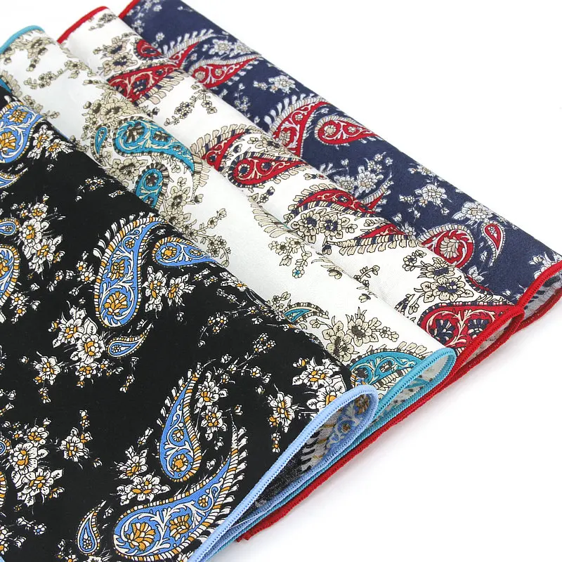 Men Cotton Paisley Colorful Pocket Square Handkerchief Wedding Hanky