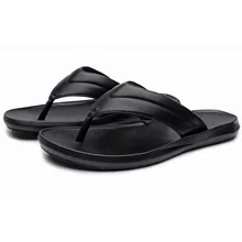 Новинка; Летняя обувь; мужские пляжные сандалии; Вьетнамки; кожаная мужская обувь для отдыха; мягкие удобные мужские сандалии; цвет черный, белый; A1511