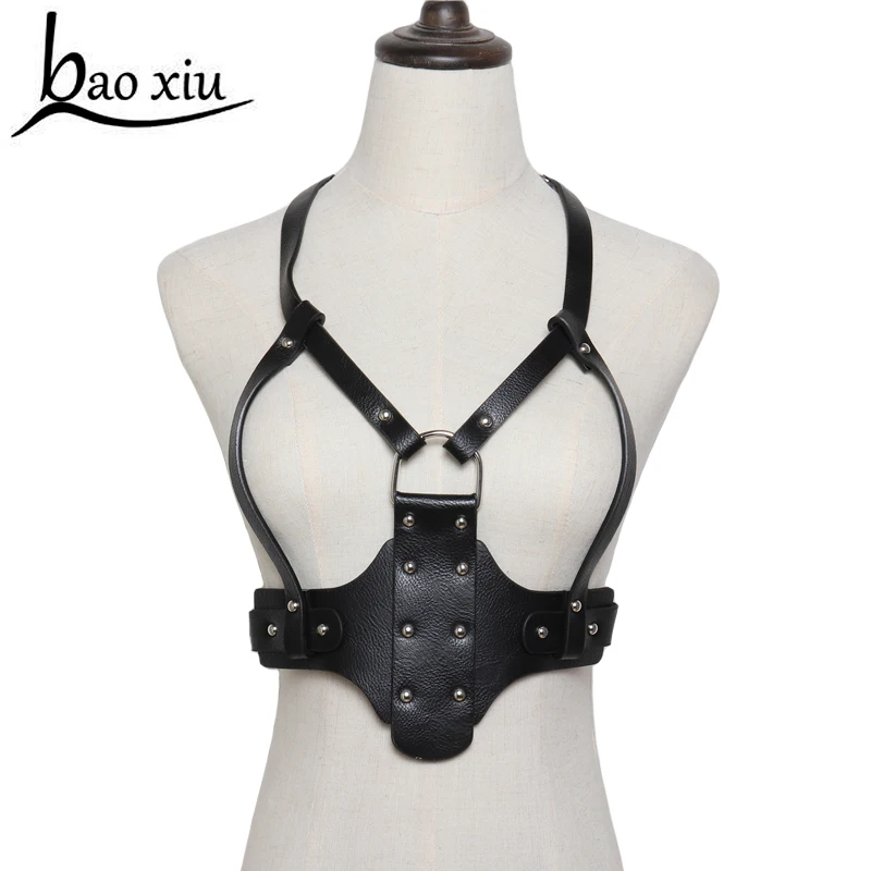

New Punk Harajuku metal O-ring Body Garters Faux Leather Bondage Cage Sculpting Harness Waist Belt Straps Suspenders Belt women