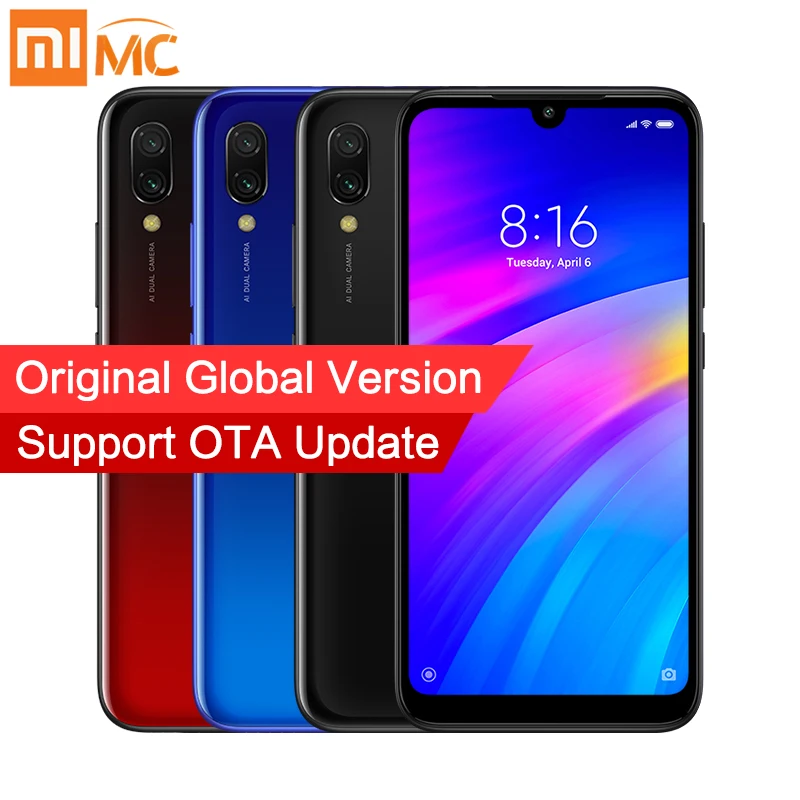 

Global Version Xiaomi Redmi 7 3GB 32GB Mobile Phone Snapdragon 632 Octa Core 12MP AI Dual Camera 6.26" HD Screen 4000mAh CE FCC