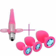 YEMA 4PCS Set 3 Size Crystal Butt Anal Plug Prostate Massager Tongue Mini Dildo Clitoris font