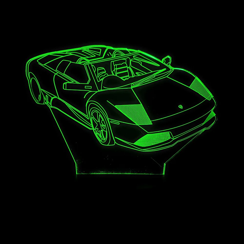 Super Deluxe 3D спортивный гоночный автомобиль 7 цветов градиент лампа визуальный индикатор USB Touch Ночные светильники Дети Таблица Lampara Детские