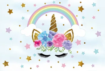 

Floral Unicorn Background Baby Birthday Party Rainbow Photography Backdrops For Photo Studio Vinyl fondo fotografia