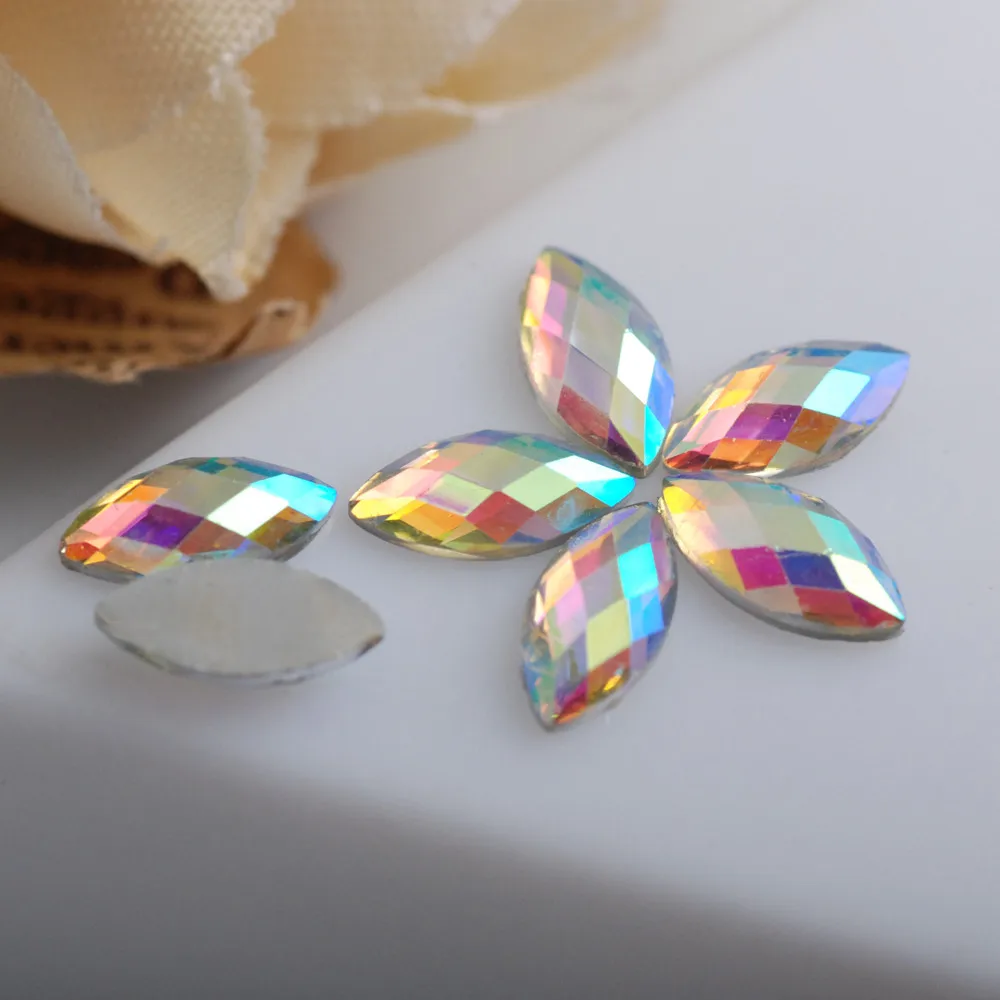Hot-Sale-100Pieces-Flat-Back-Marquise-Earth-Facets-Clear-Crystal-AB-Acrylic-Horse-eye-Shape-Rhinestone (2)