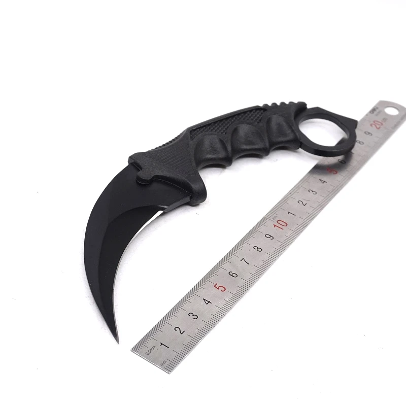 Открытый csgo Karambit нож охотничий кемпинг фиксированное лезвие карманный нож выживания тактический EDC Многофункциональный инструмент коготь ножи - Цвет: Черный