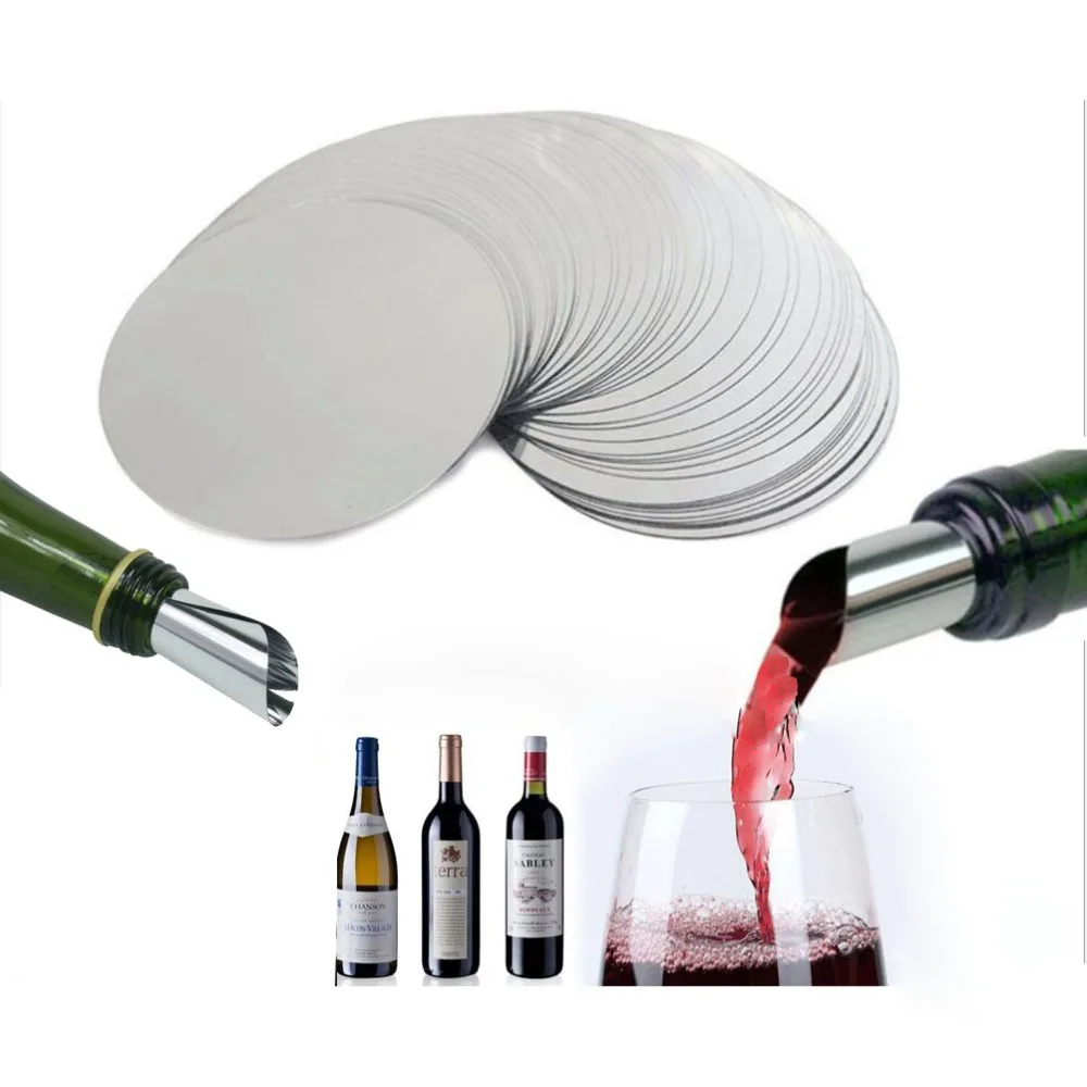 free shipping Silver Aluminum Foil Wine Pourer Disc Foldable Flexible