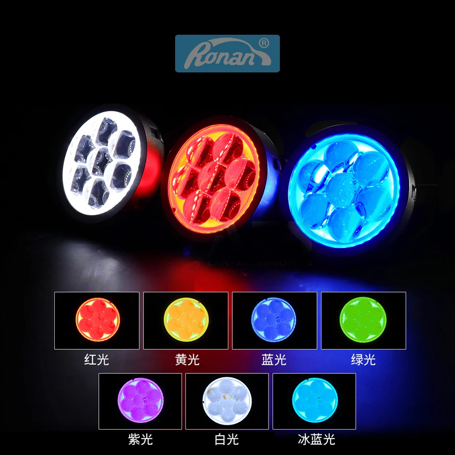 Универсальный светодиодный проектор Ronan 3,0 дюйма с дальним светом для автомобиля, Модифицированная фара devil eyes белого, красного, синего цвета H1 H4 H7 9005