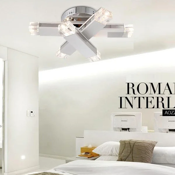 

Free Shipping Crystal Ceiling Light Fashion Simple Study Room 6 lights Ceiling lamps Chrome Crystal living Room Ceiling Lights