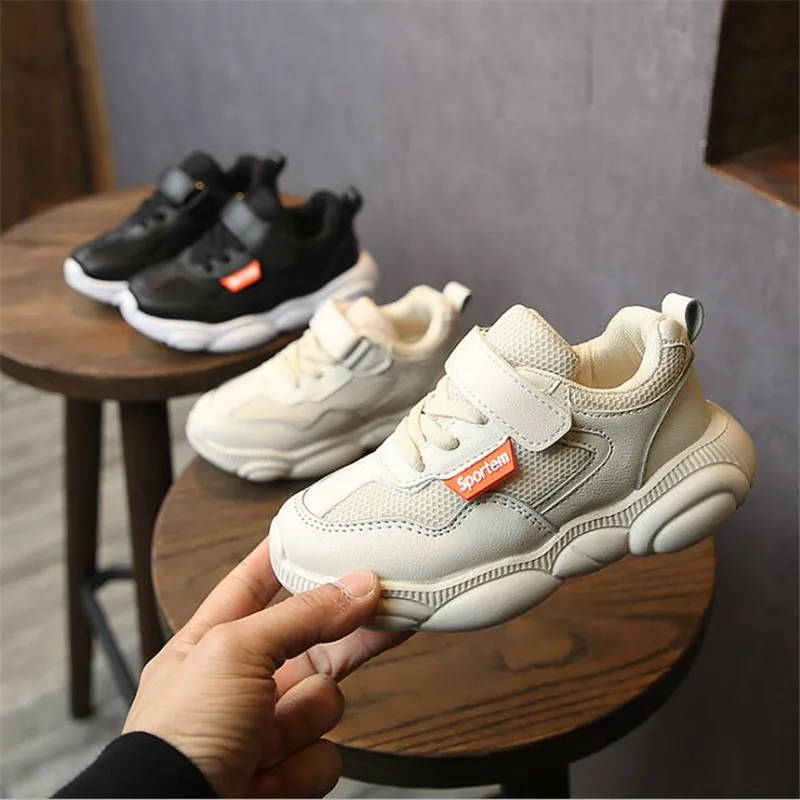 

2019 Spring Summer Children Casual Shoe Baby Girl Fashion Black Sport Sneaker Toddler Boy Beige Breathable Mesh Trainer Shoes
