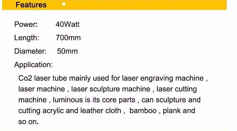 Лучшее качество 700 мм 40 Вт СО2 стеклянная лазерная трубка для СО2 лазерная гравировка машина для резки