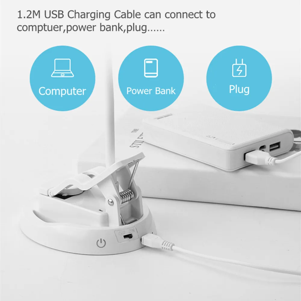 Cena Lampa stołowa led stół składany klip lampka nocna regulowana jasność makijaż światło okrągłe z lustrem lampa biurkowa