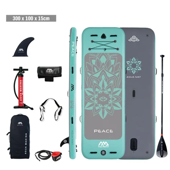 

Aqua marina Peace Inflatable 9'9" fitness and yoga stand up paddle board ISUP air mat on water