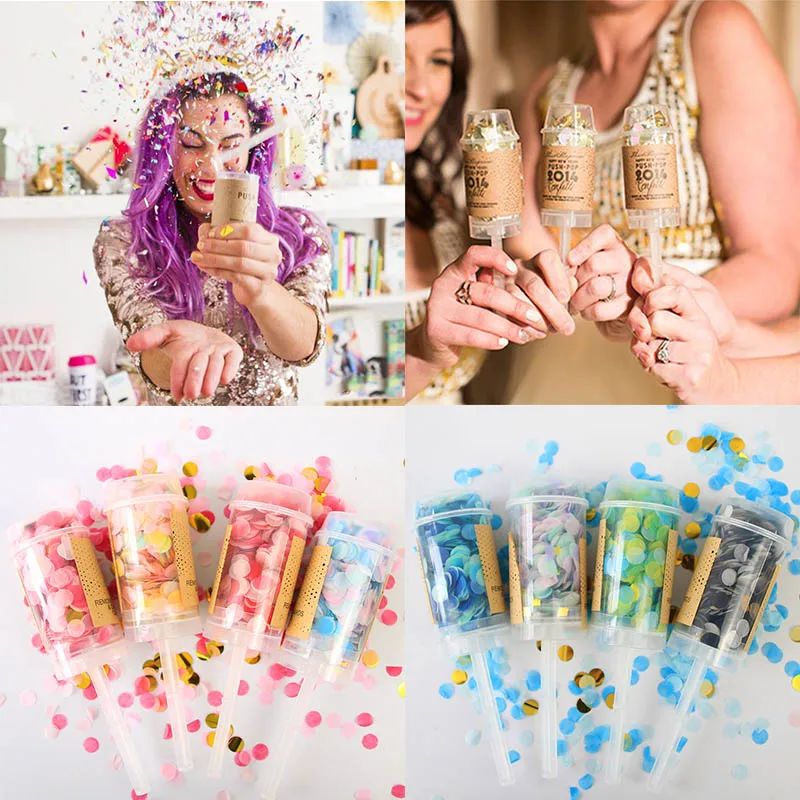 

MEIDDING 1Pcs Mixed Colors Push Pop Confetti Poppers For Celebration Adult Birthday Party Anniversary Graduation Cannon Supplies