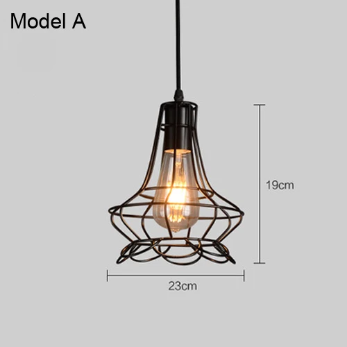 Винтаж черная корзина роспись металлические подвесные светильники домашний бюстгальтер Кофе Домашнее освещение провод шнур 1,2-1,5 м E27 110-240 V - Цвет корпуса: Model A
