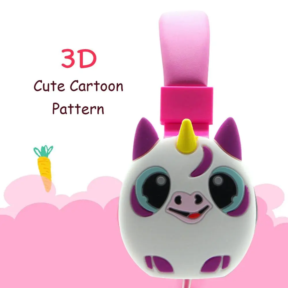 JINSERTA kids Headphones Cute Cartoon Unicorns Earphones Stereo Music Foldable Stretchable 3 5mm Wired Headphone