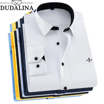 

DUDALINA 2020 Men Shirt Long Sleeved Camisa Social Masculina Classical Male Shirts Formal Business Shirt Man Embroidery Logo