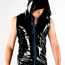Мужской жилет латексная резиновая Толстовка Топ без рукавов латексные костюмы(без перчаток