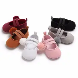 Одежда для малышей для девочек Мягкие плюшевые туфли принцессы Милые pom обувь детская обувь новорожденного обувь для 0-18 м для девочек