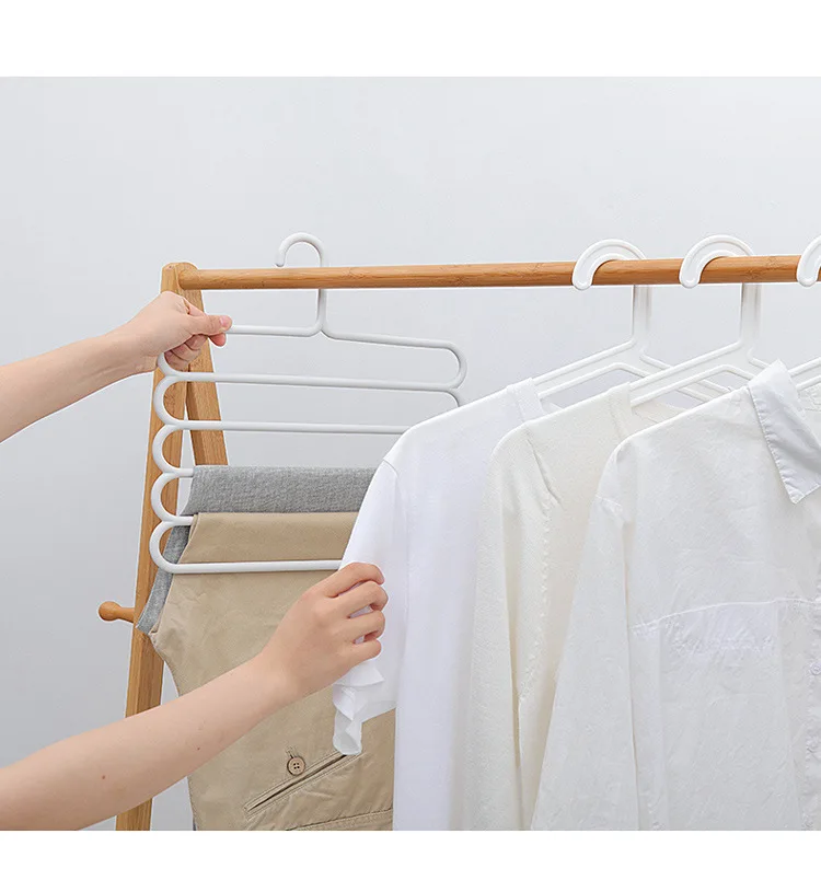 5 layers MultiFunctional Clothes Hangers Pants Storage Hangers Cloth Rack Multilayer Storage Cloth Hanger Non-slip Pants Support7