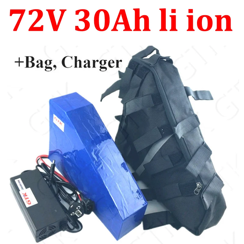 72V 30ah литий-ионный Треугольники батареи нет 72V 25ah BMS Li-ion для 5000 Вт 3500 Вт мотоциклетные скутер велосипед 5A зарядная сумка