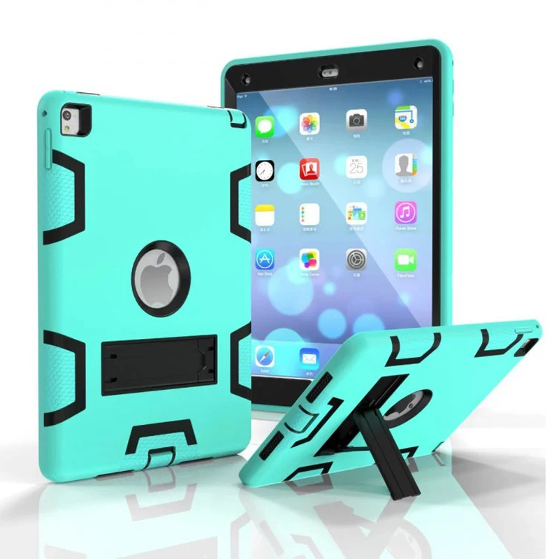 

3-in-1 Dual Layers PC+TPU Shock Proof Tablet PC Cases for Apple iPad Pro 9.7" Contrast color Tablet Case with Kickstand Function