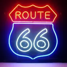 Route 66 стеклянный неоновый свет знак пивной бар