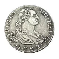 Испания 4 Reales-Carlos IV 1792 CAROLUS IIII. DEI. G. Посеребренные монеты КОПИЯ