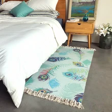 Павлиньи перья ручной работы хлопковый прикроватный коврик 70*160 см, длинный размер коврика для кухни, коврик для ванной комнаты, напольный коврик для гардероба