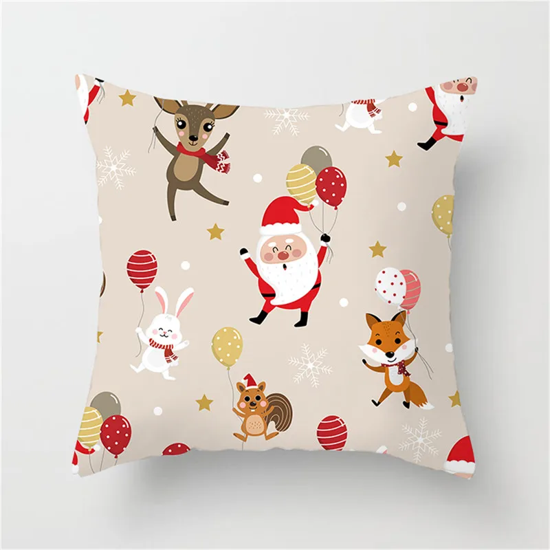 Fuwatacchi, Рождественская наволочка для подушки с принтом Санта Клауса, мультяшный олень, снеговик, медведь, наволочка для декора, домашний диван, детская комната