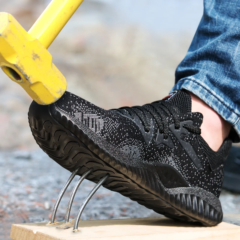 

men casual big size steel toe shoes outdoor construction site worker safety shoe tooling security work boots protective footwear