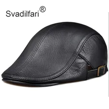 Svadilfari Women's Men's Genuine Leather Newsboy Hat Cap Gatsby Flat Golf Cabbie Baker Beret Retro Brand New Men's Baseball Cap
