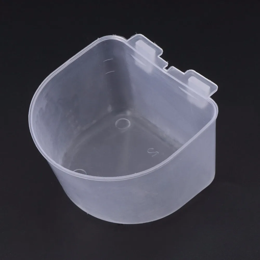 5pcs Plastic Parrot Bird Feeder Hamster Flat Bottom Feeding Cup Hanging Water Drinking Food Bowl Tools Bird Supplies