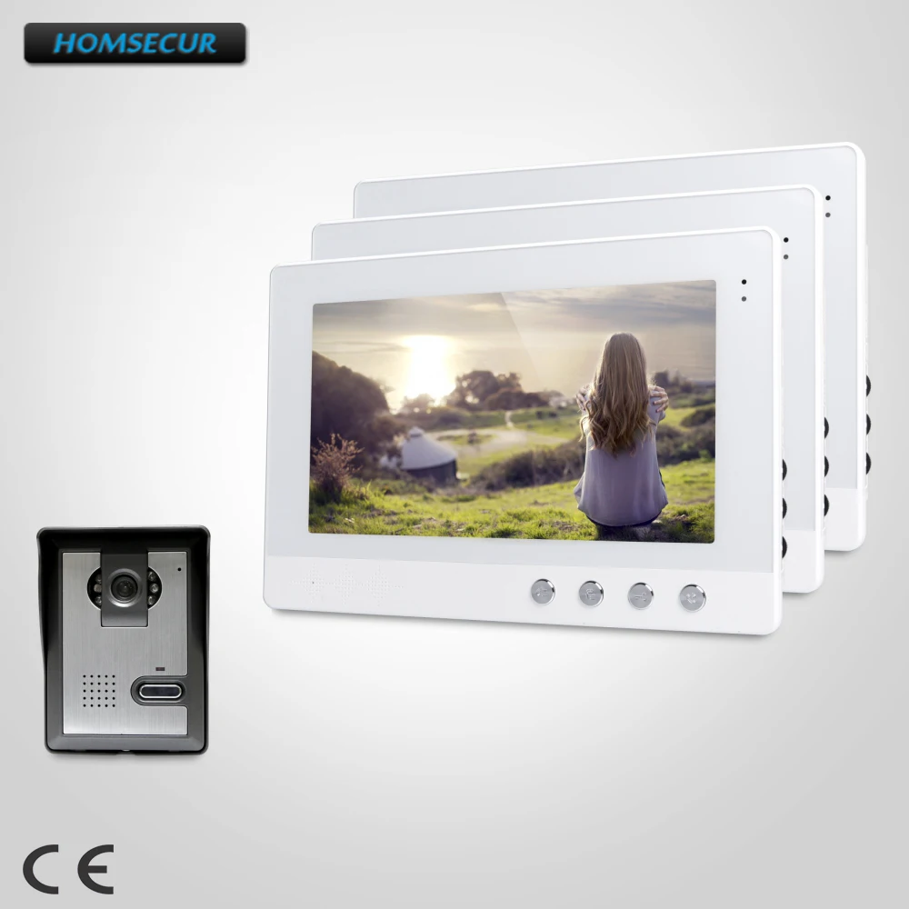

HOMSECUR 10.1" Wired Video Door Intercom System Electric Lock Supported for Home Security XC005+XM101-W