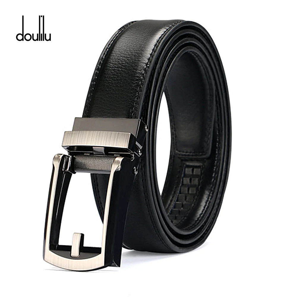 Fashion Genuine Leather Mens Automatic Click Buckle Waist Comfortable Strap Belt 