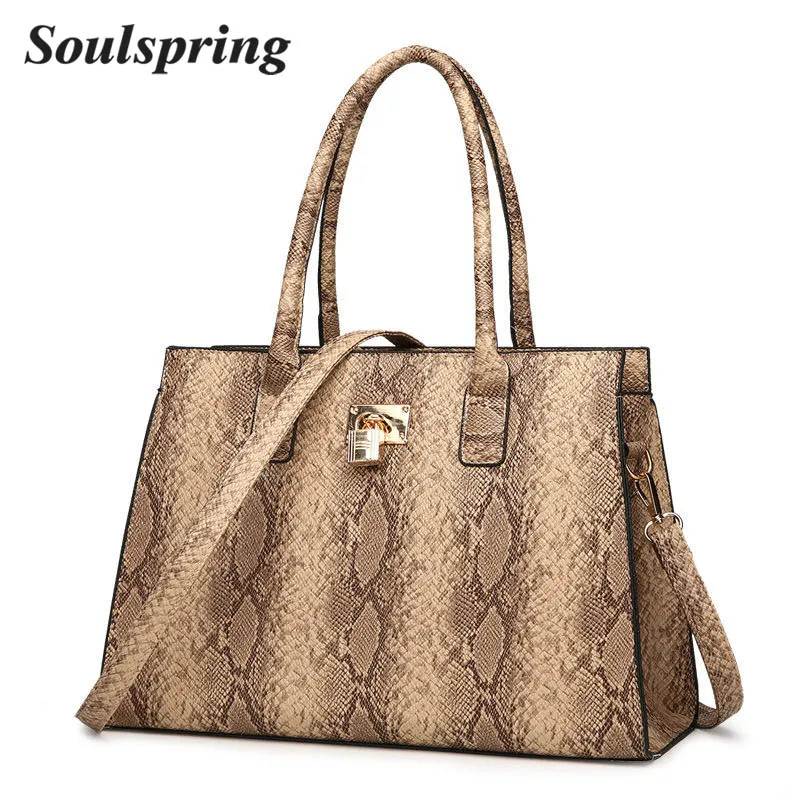 

New Fashion Serpentine Women Handbags Luxury Brand Women Lock Bags Large Tote Bag Female Shoulder Bags Designer Big Hand Bag Sac