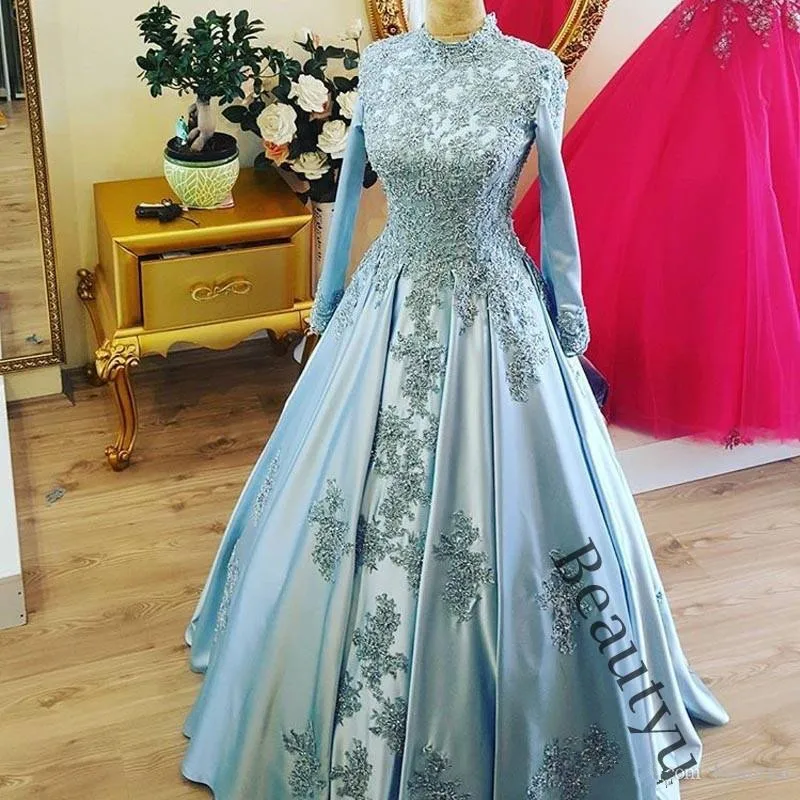 Vestido De Noiva 2018 мусульманские свадебные платья трапециевидной формы одежда с длинным рукавом Аппликация Кружева из бисера Дубай Арабский