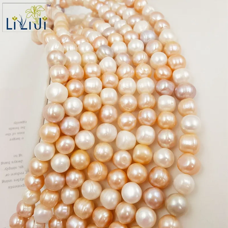 Lii Ji Натуральный 5 цветов можно выбрать пресноводные жемчужные бусины 11-12 мм круглой формы для браслета DIY necklaceоколо 39 см