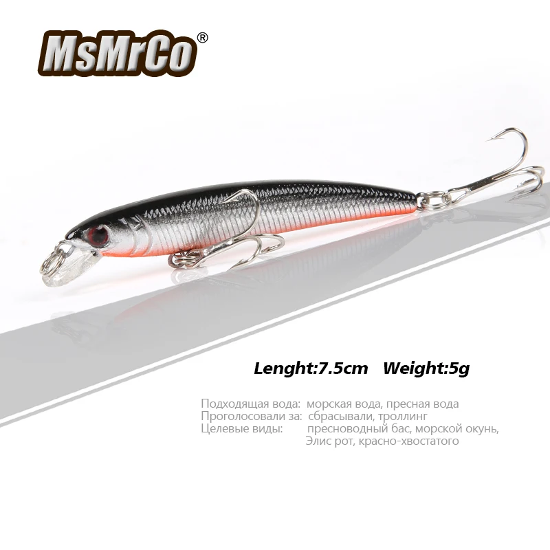 

MSMRCO Top 6 Color 7.5cm 5.6g Fake Lure Hard Bait 3D Eye Bionic Fishing Lure  Artificial Bait Lake Wobblers Swim Fishing Tackle