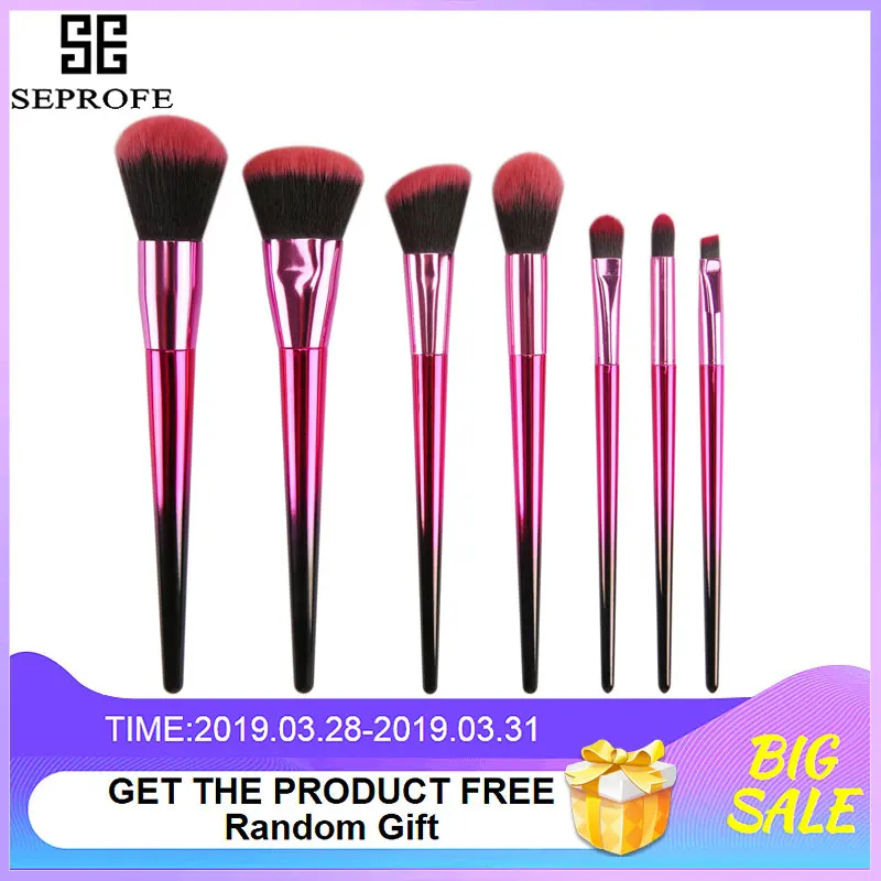 

NEW 7Pcs Purple Red Gradient Makeup Brushes Set Powder Foundation Blending Eye Shadow Blush Cosmetics Beauty Make Up Brush Kits