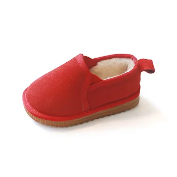 

Leather Children's Snow Boots Girls'Bread Shoes Anti-skid Bull Tendon Soft Bottom Warm Cotton Shoes Boys' One-footed kids Shoes