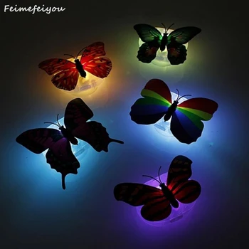 

Feimefeiyou 10pcs Colorful Changing Butterfly LED Night Light Lamp with Suction Pad for Home Room Party Desk Wall decor