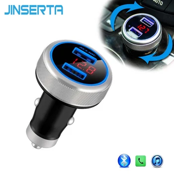 

JINSERTA Bluetooth FM Transmitter Handsfree Car MP3 Player Voltage Monitor Quick Charger Adapter Dual USB Port